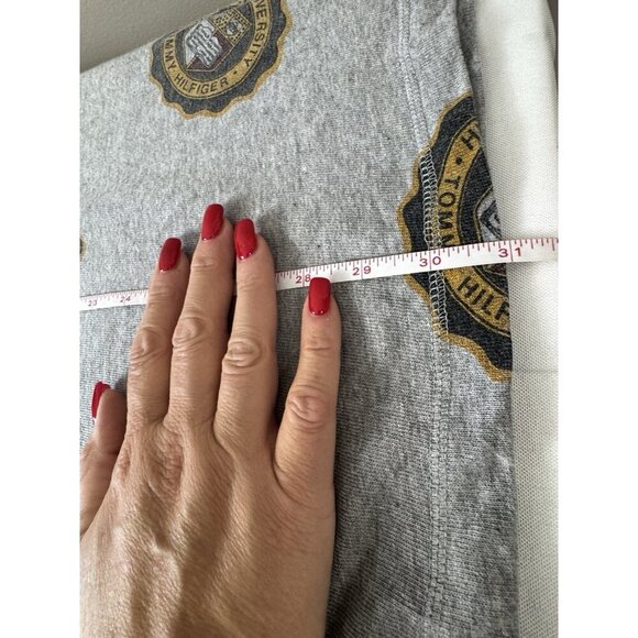 Tommy Hilfiger VTG Crest Print Polo Shirt L Long Sleeve Preppy Y2K Streetwear - Picture 5 of 7